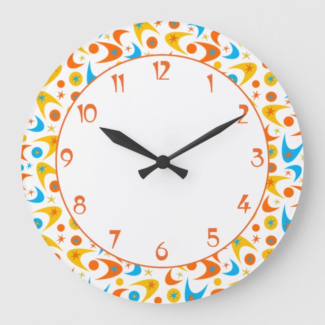 Customisable Retro Boomerangs Large Clock (Front)