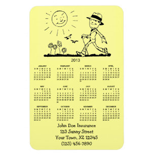 Customisable Retro Business Man 2013 Calendar Magnet