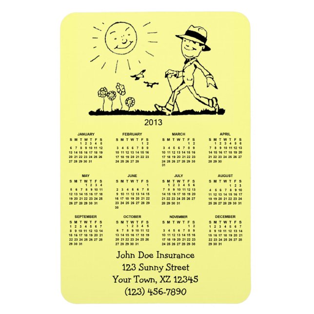 Customisable Retro Business Man 2013 Calendar Magnet (Vertical)