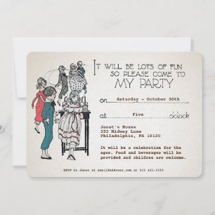 Customisable Retro Childish Party Invitation