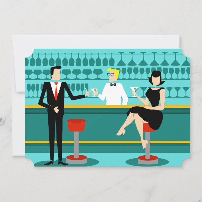 Customisable Retro Cocktail Lounge Invitation (Front)
