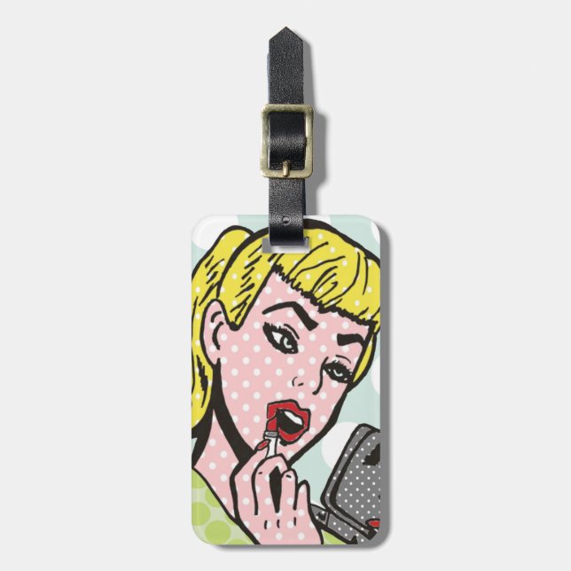 Customisable Retro Comic Book Cutie Luggage Tag (Front Vertical)