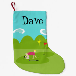 Customisable Retro Golfer Christmas Stocking