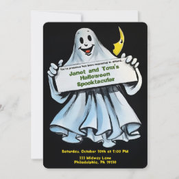 Customisable Retro Halloween Ghost Invitation