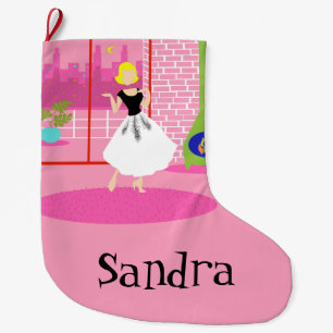 Customisable Retro In the Pink Christmas Stocking