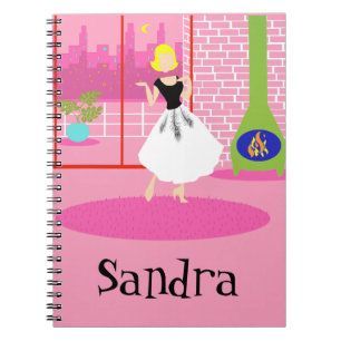 Customisable Retro In the Pink Spiral Notebook