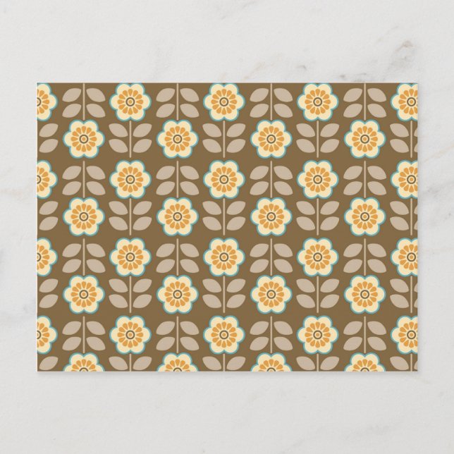 Customisable Retro Mod Flowers Postcard (Front)