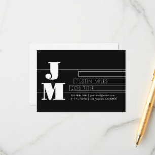 Customisable Retro-modern Black & White Monogram Enclosure Card