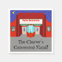 Customisable Retro Movie Theatre Paper Napkins
