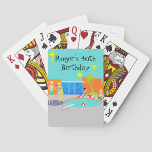 Customisable Retro Pool Party Playing Cards