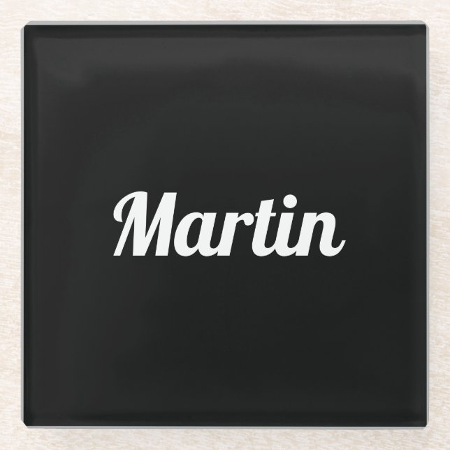 Customisable Retro Script | Black or DIY Colour Glass Coaster (Front)