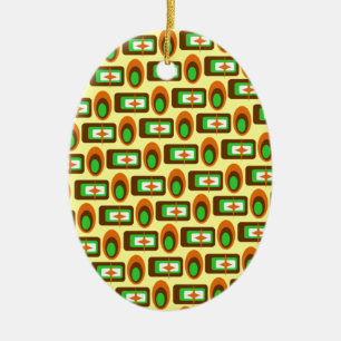 Customisable Retro Shapes Ceramic Tree Decoration