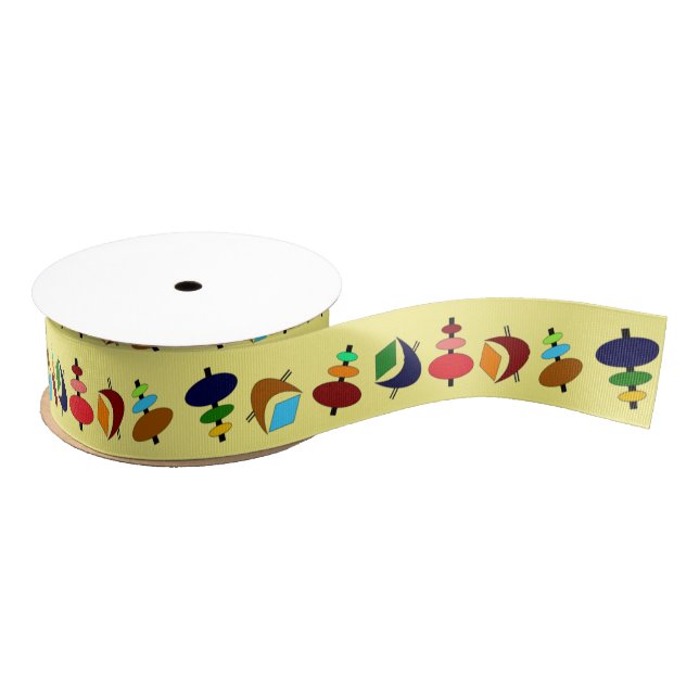 Customisable Retro Shapes Grosgrain Ribbon (Spool)