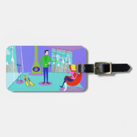 Customisable Retro Ski Vacation Luggage Tag