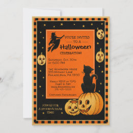 Customisable Retro Style Halloween Invitation
