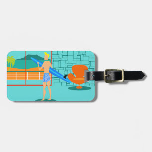 Customisable Retro Surfer Dude Luggage Tag