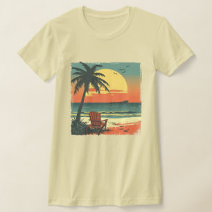 Customisable retro tropical palm tree sunset T-Shirt