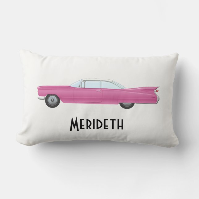 Customisable Retro Vintage Pink Car Lumbar Cushion (Front)