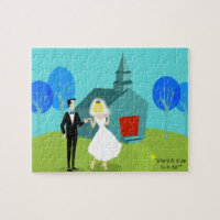 Customisable Retro Wedding Couple Puzzle
