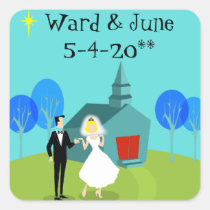 Customisable Retro Wedding Couple Stickers