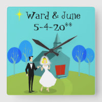 Customisable Retro Wedding Couple Wall Clock