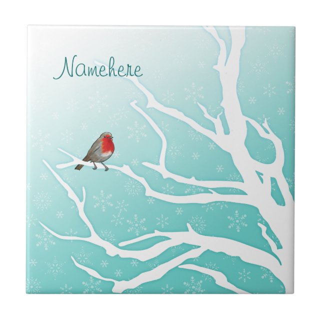 Customisable: Robin in a tree Tile (Front)