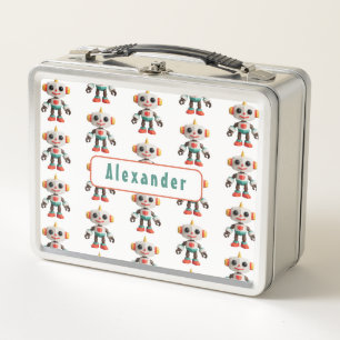 Customisable Robot Kids Metal Lunch Box