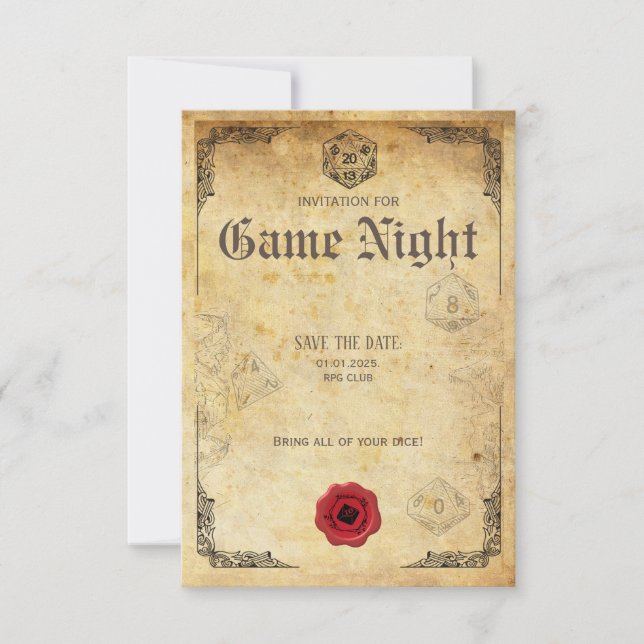 Customisable Roleplay Game Night Invitation (Front)