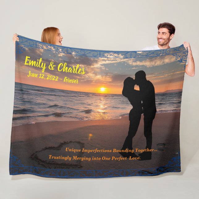 Customisable Romance Couples Gift Fleece Blanket (In Situ)
