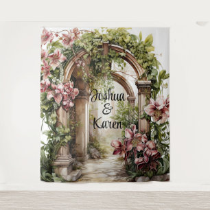Customisable Romantic Archway Wedding Backdrop Tapestry