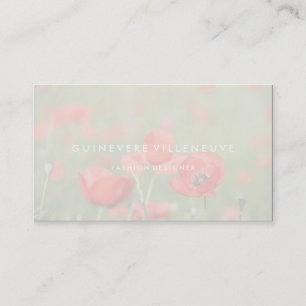 Customisable romantic poppy flowers business cards