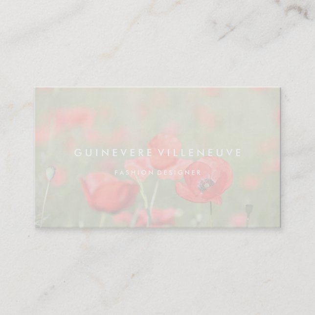 Customisable romantic poppy flowers business cards (Front)