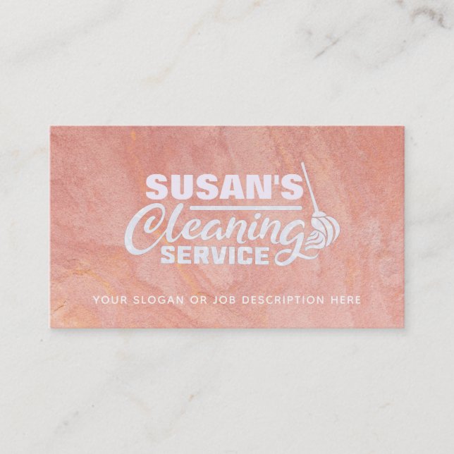 Customisable Rose Gold Cleaning Business Cards (Front)