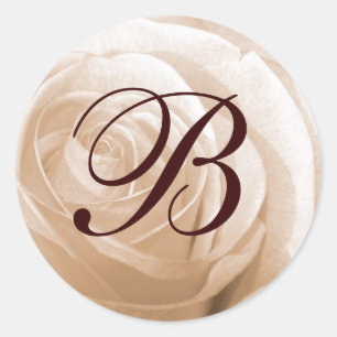 Customisable Rose Monogram Classic Round Sticker