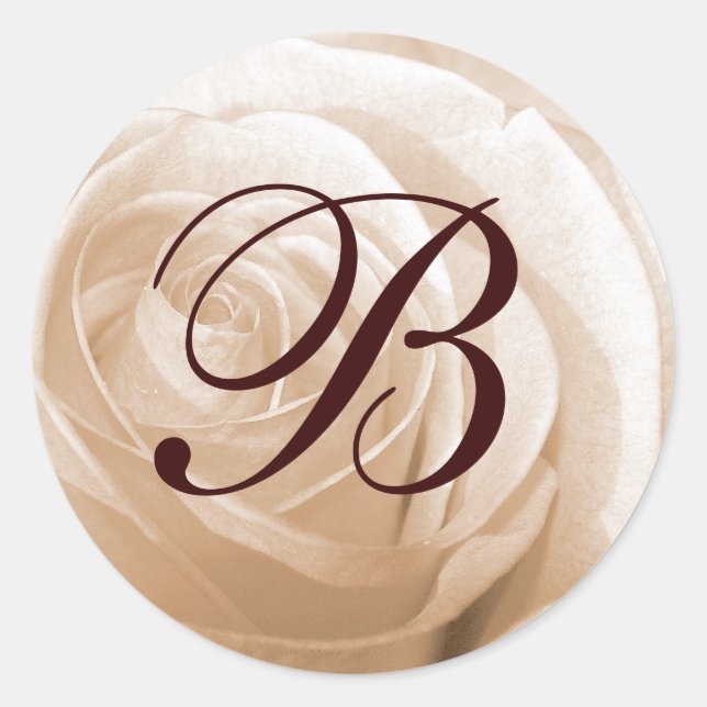 Customisable Rose Monogram Classic Round Sticker (Front)