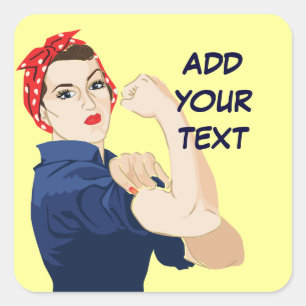 Customisable Rosie Riveter Square Sticker