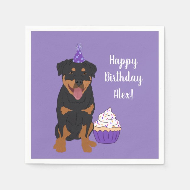 Customisable Rottweiler Birthday   Napkin (Front)