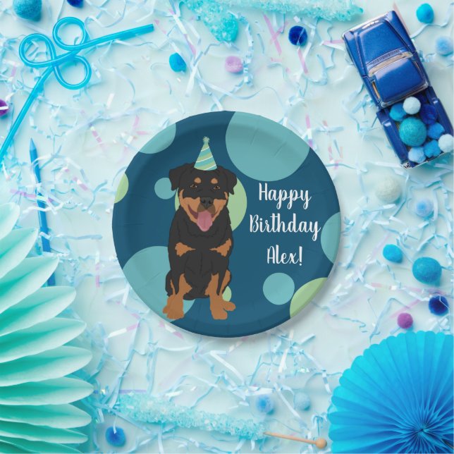 Customisable Rottweiler Birthday  Paper Plate (Party)