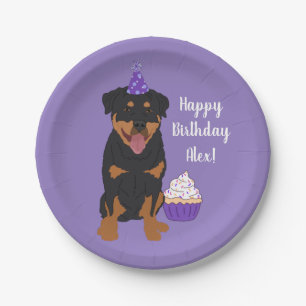 Customisable Rottweiler Birthday Paper Plate
