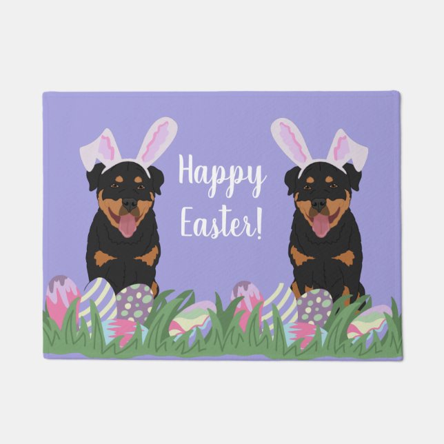 Customisable Rottweiler Easter  Doormat (Front)