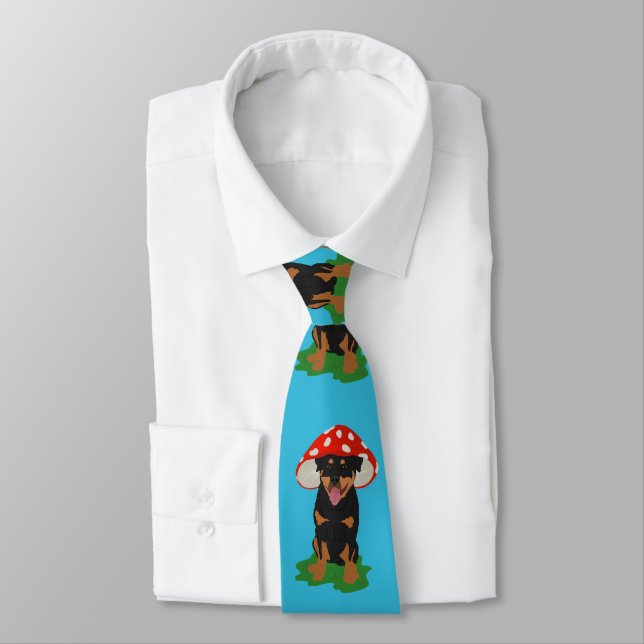 Customisable Rottweiler Mushroom Spring  Tie (Tied)