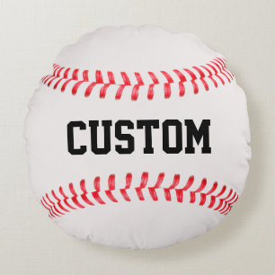 Customisable Round Baseball Throw Pillow