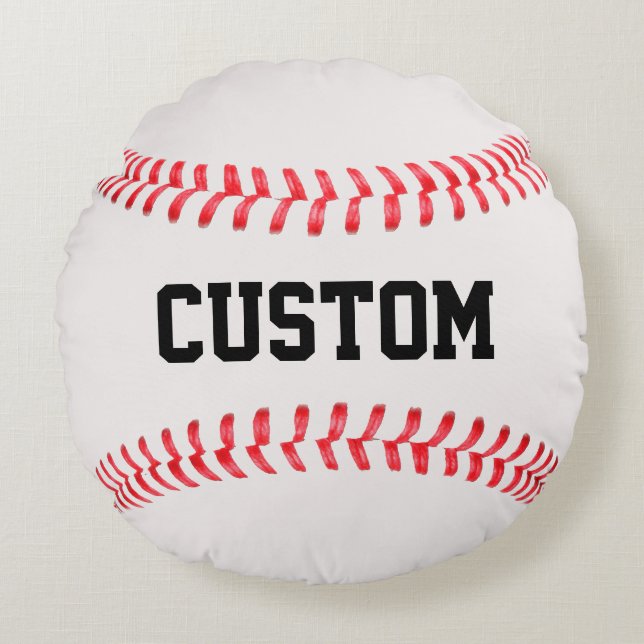 Customisable Round Baseball Throw Pillow (Front)