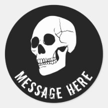 Customisable Round Skull Sticker Orange Background