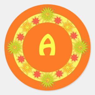 Customisable Round Stickers with Yellow Flowers
