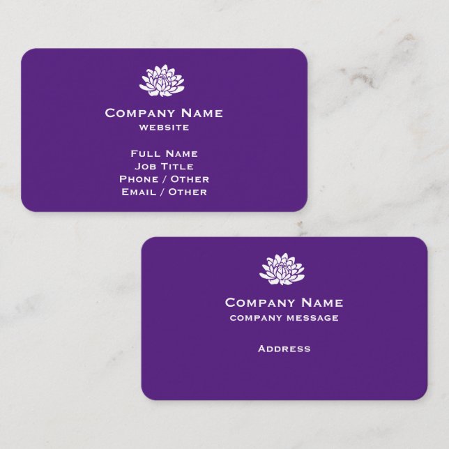 Customisable Royal Purple Business Card (Front/Back)