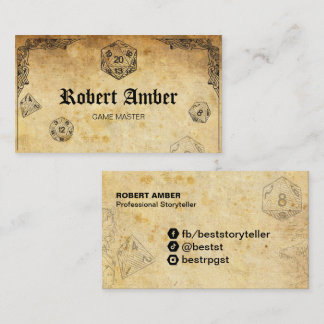Customisable RPG Dice GM business card