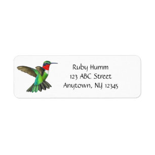 Customisable Ruby Throated Hummingbird Label