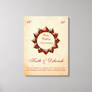 Customisable Ruby Wedding Anniversary Canvas Print