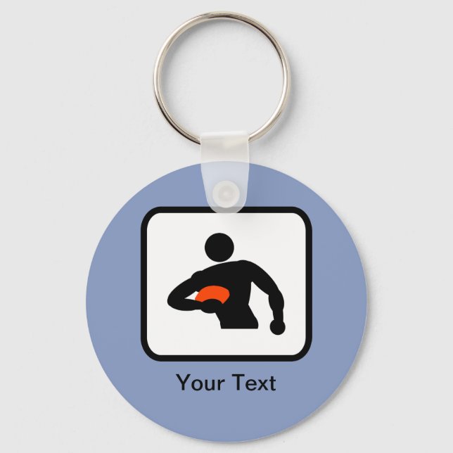 Customisable Rugby Player Logo Key Ring (Front)